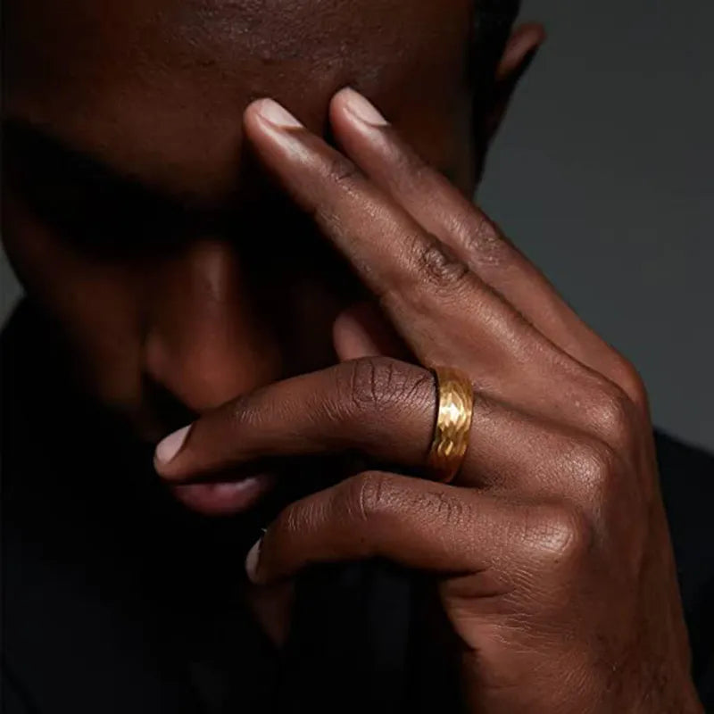 Gilded Horizon Tungsten Ring