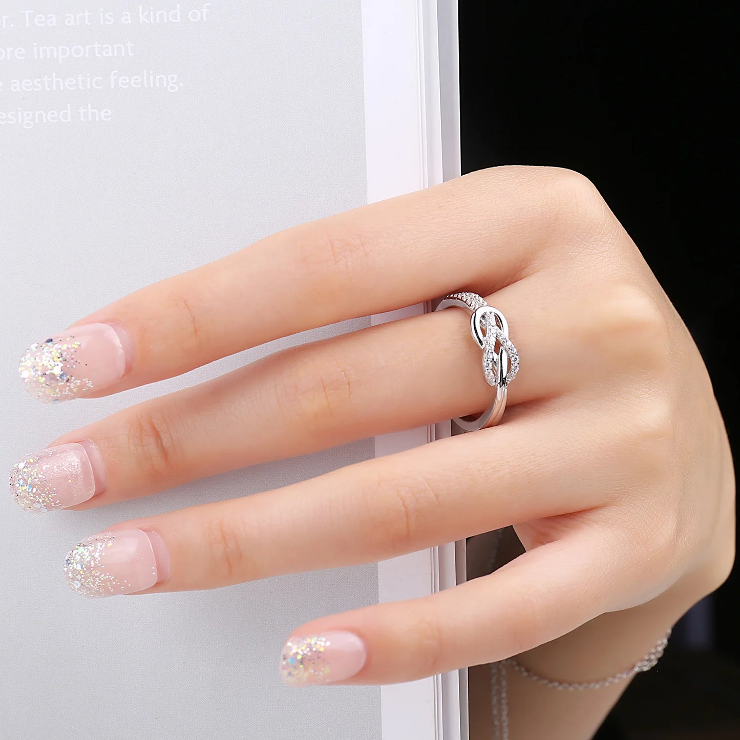 Pavé Infinity Knot Ring