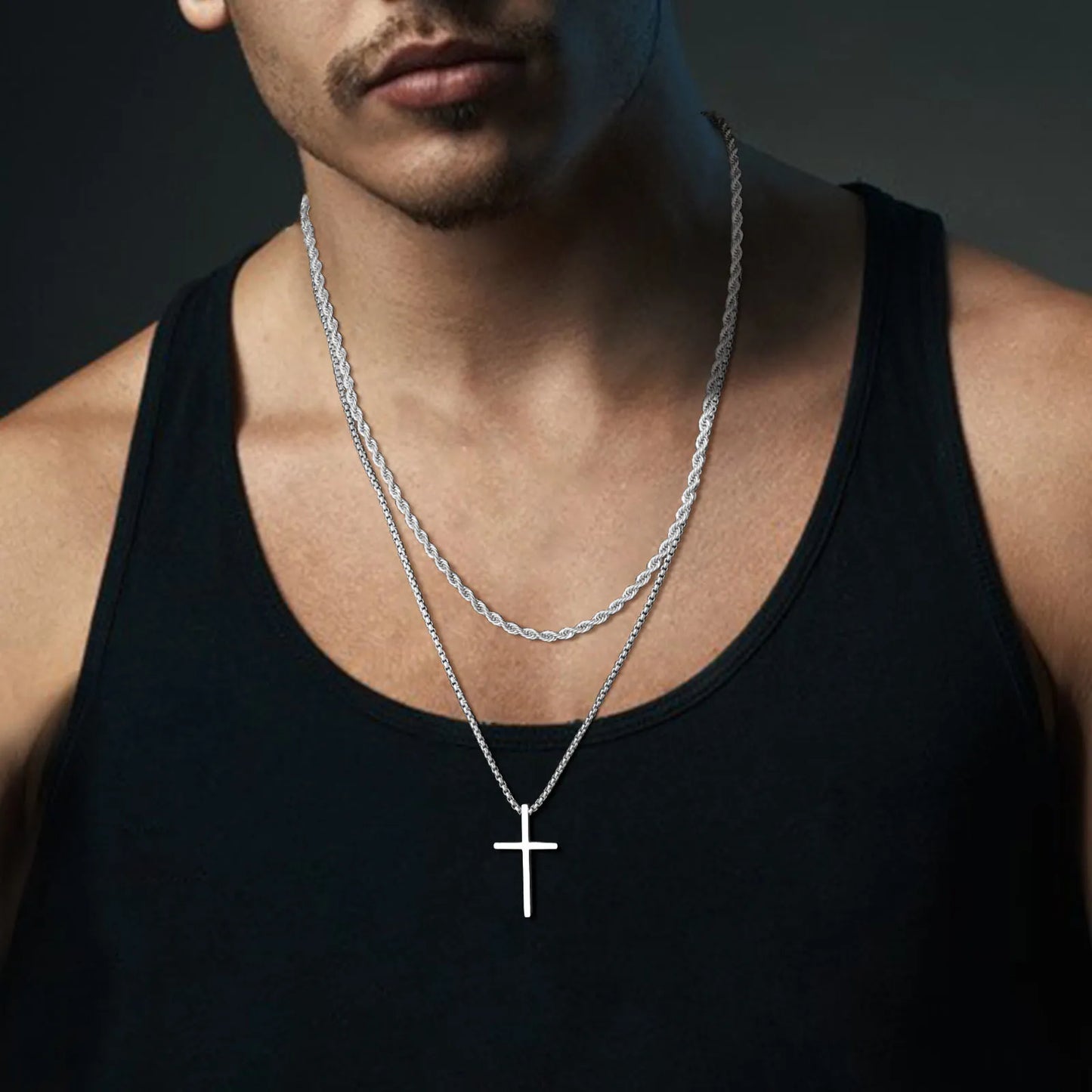 Double-Chains Cross Necklace