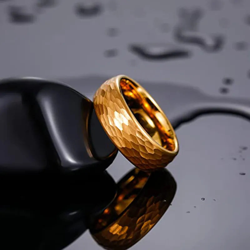 Gilded Horizon Tungsten Ring