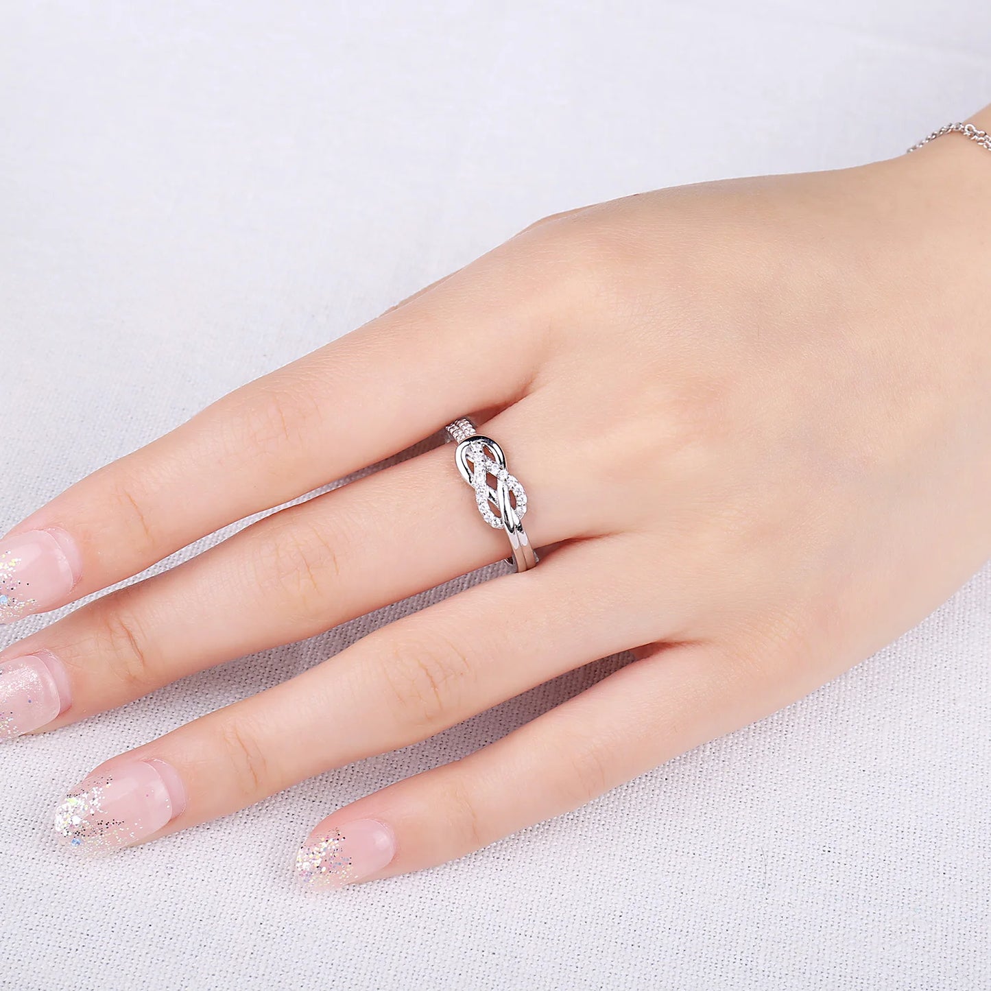 Pavé Infinity Knot Ring