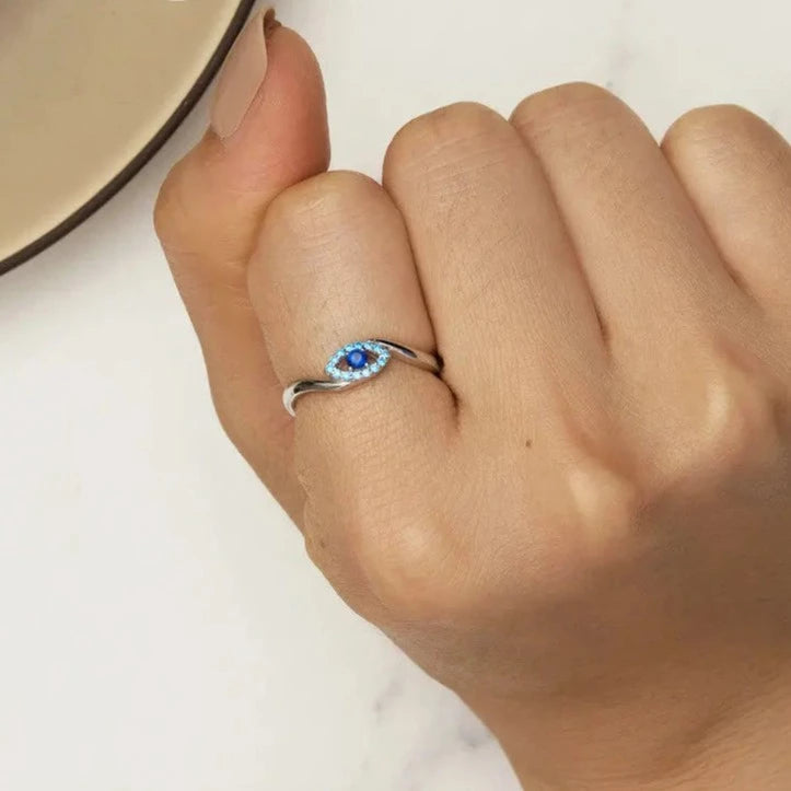 Silver Evil Eye Ring