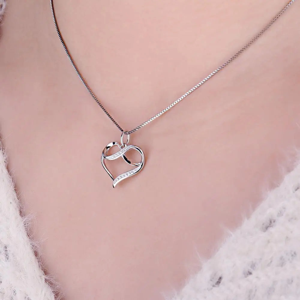 Infinity Wrapped Pave Heart Pendant