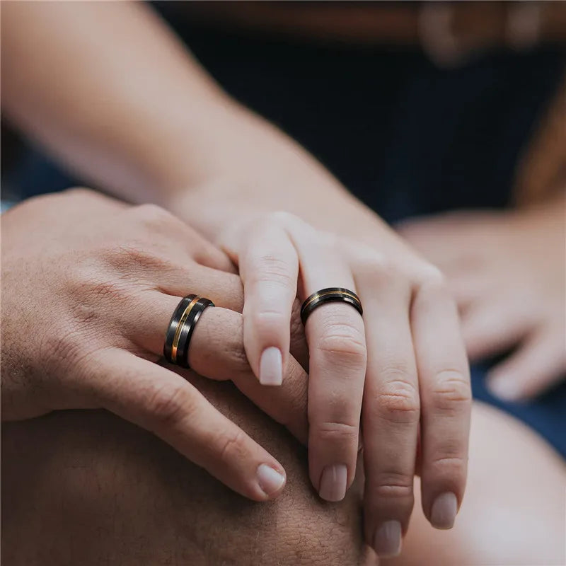 Midnight Gilded Tungsten Ring