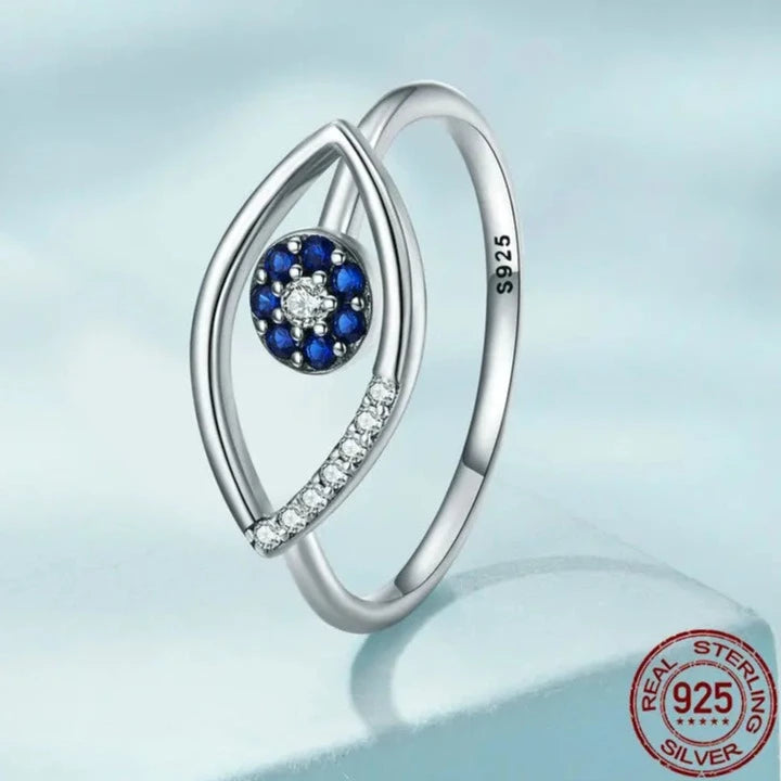 Large Evil Eye Silver Ring