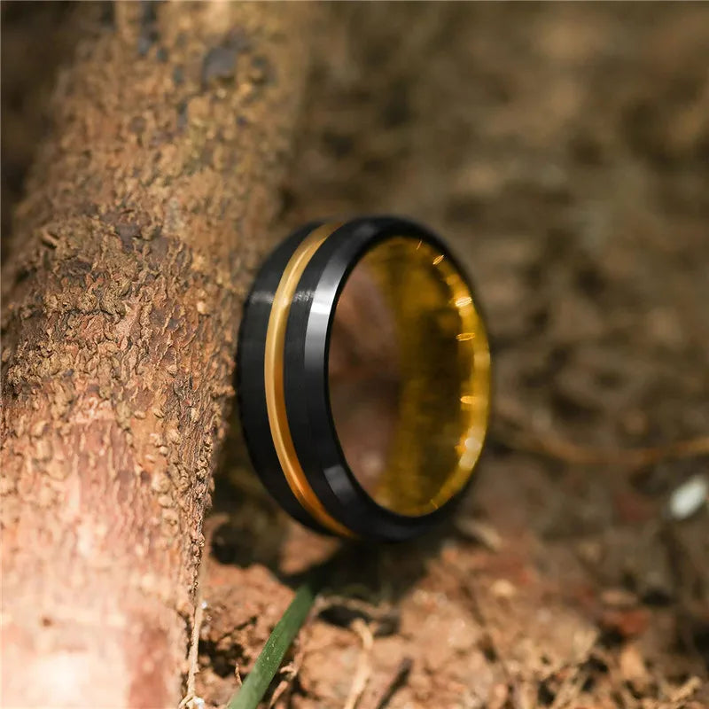 Midnight Gilded Tungsten Ring