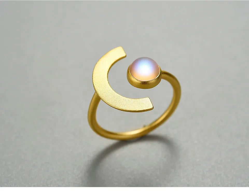 Moonstone Crescent Ring