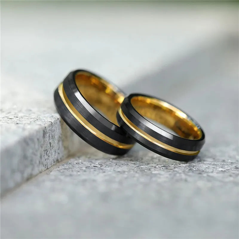 Midnight Gilded Tungsten Ring