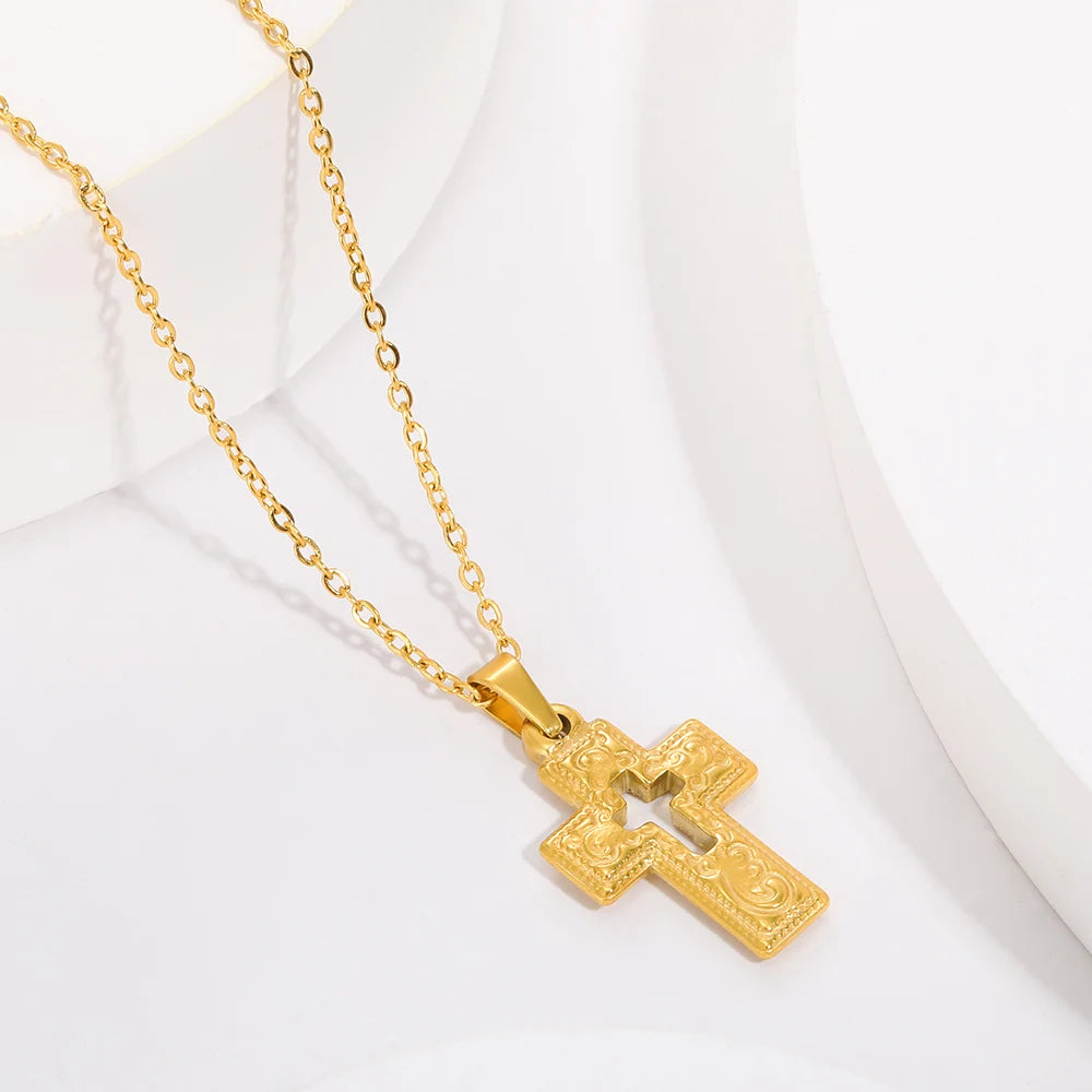 Traditionally Engraved Golden Cross