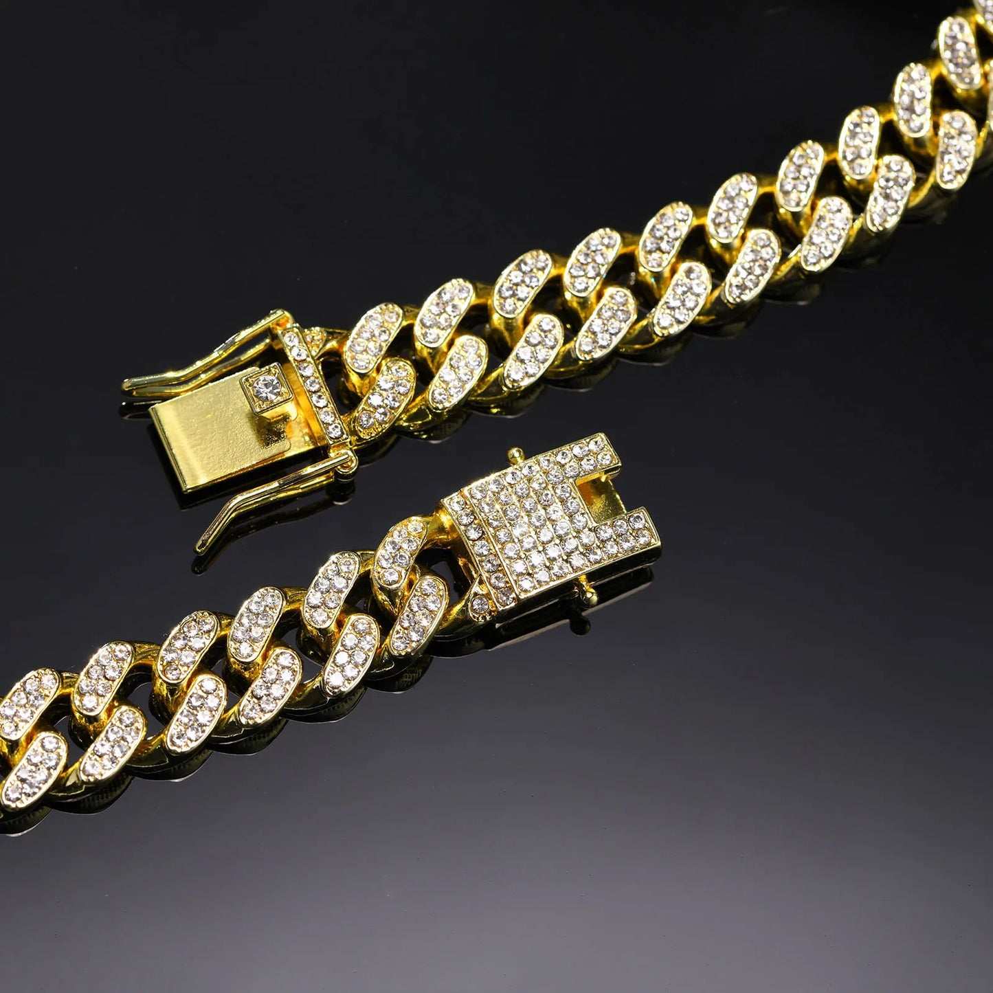 Iced Out 18K Gold Cuban Chain